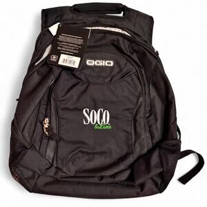 Black Ogio Backpack with Green Accents and Logo